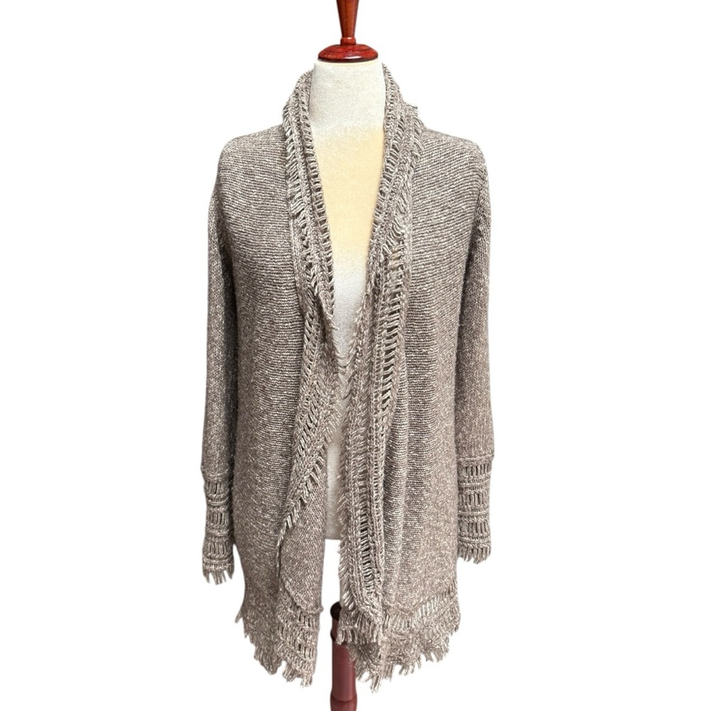 Christopher Fischer Women's Fringe Cardigan Sweater Size Large Boho Cotton Yak